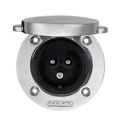 Steckdose Victron Edelstahl mit Abdeckung 32A/250Vac (2p/3w)